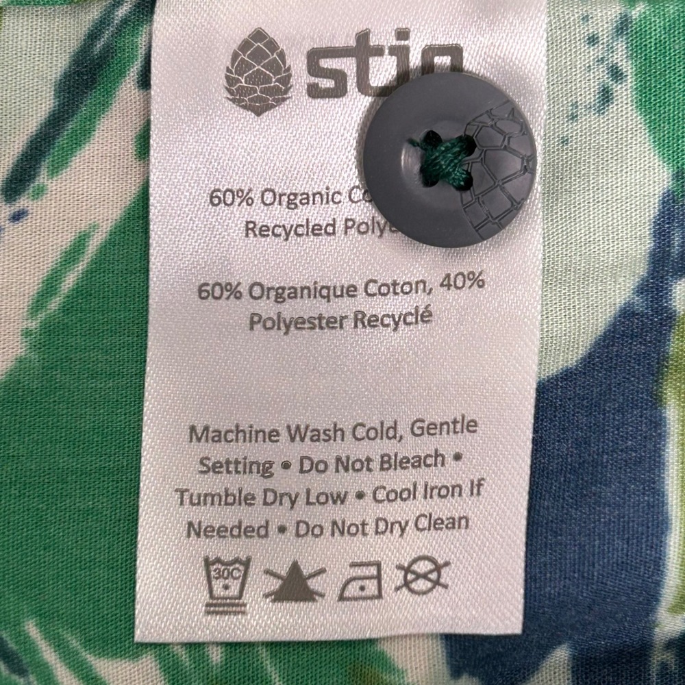 Stio Curtis Camp Shirt Green Lakeside Pine Brushstroke Camo Short Sleeve Mens M - Picture 8 of 11
